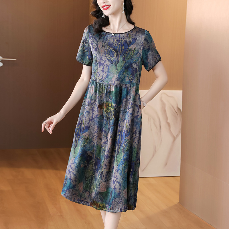 Quality summer silk retro fashionable dress