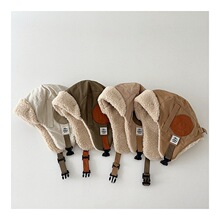 韩国进口童装代购24冬VANILLA男女童棉羊羔绒防风护耳保暖包头帽