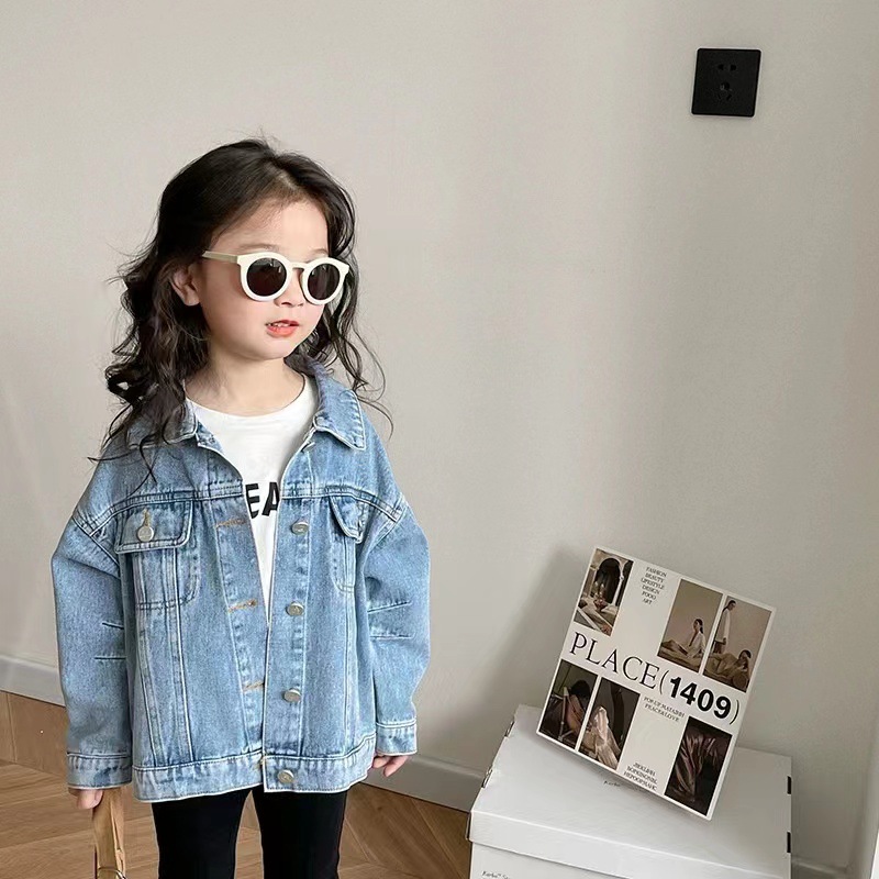Children's denim jacket retro Korean version trendy fashion 2024 new men and women children Korean denim jacket