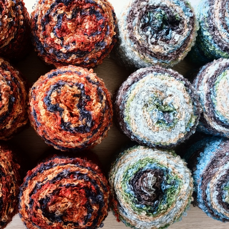 羊毛混纺油画七彩圈圈纱 渐变彩虹蛋糕线DIY编织圈圈线100g