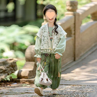 Girls' New Song-style Hanfu Ancient Style suit Spring and Autumn Super Immortal Chinese Style Western Style Tang Style Ethnic Style Three-piece Set