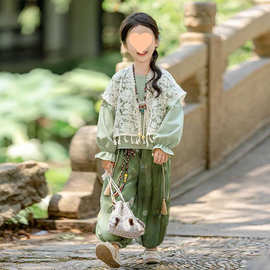 女童新款宋制汉服古风套装春秋款超仙中国风洋气唐装民族风三件套