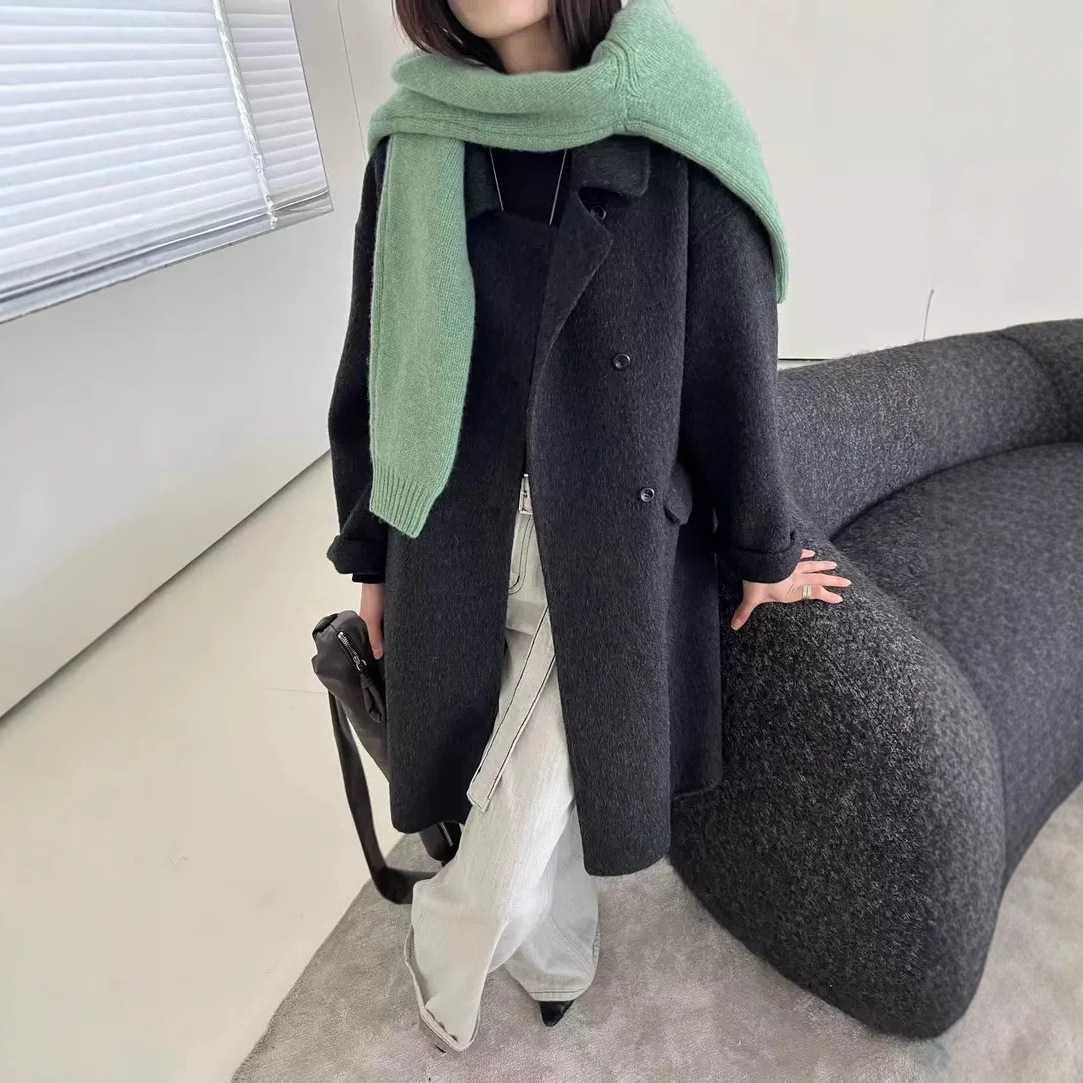 캐시미어 울 하이 엔드 더블 브레스트 양면 캐시미어 코트 한국 동대문 양모 코트 여성 폭발성 코트