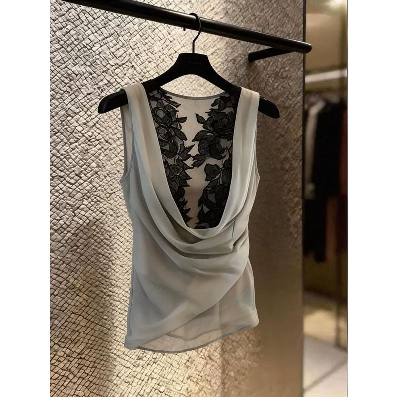 French-Style Lace Patchwork Sleeveless Vest for Women, Slimming and Elegant Top, Super Stylish and Chic, 2026 New Model French-Style Lace Patchwork Sleeveless Vest for Women, Slimming and Elegant Top, Super Stylish and Chic, 2026 New Model