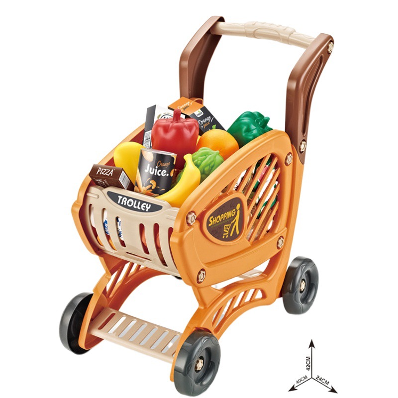 Traje de carrito de supermercado de simulación infantil transfronterizo música ligera supermercado compras de frutas y verduras jugar juguetes de la casa