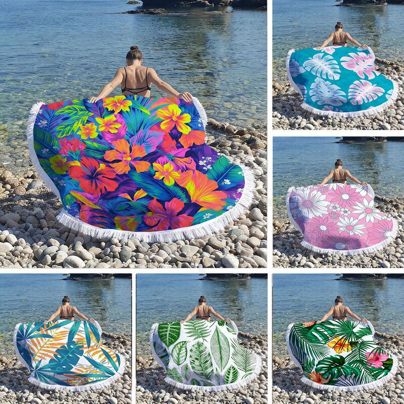 Foreign Trade Ultra-Fine Fiber Round Tassel Beach Towel Beach Bath Towel Round Tassel Beach Towel Foreign Trade Ultra-Fine Fiber Round Tassel Beach Towel Beach Bath Towel Round Tassel Beach Towel