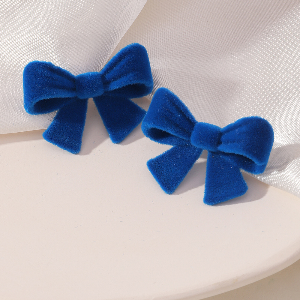 Velvet Plush Bow Cute Earrings Wholesale Jewelry Nihaojewelry display picture 6