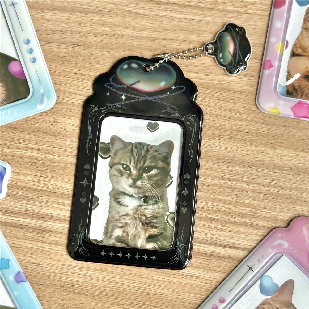 3 pulgadas grillete negro corazón titular de la tarjeta