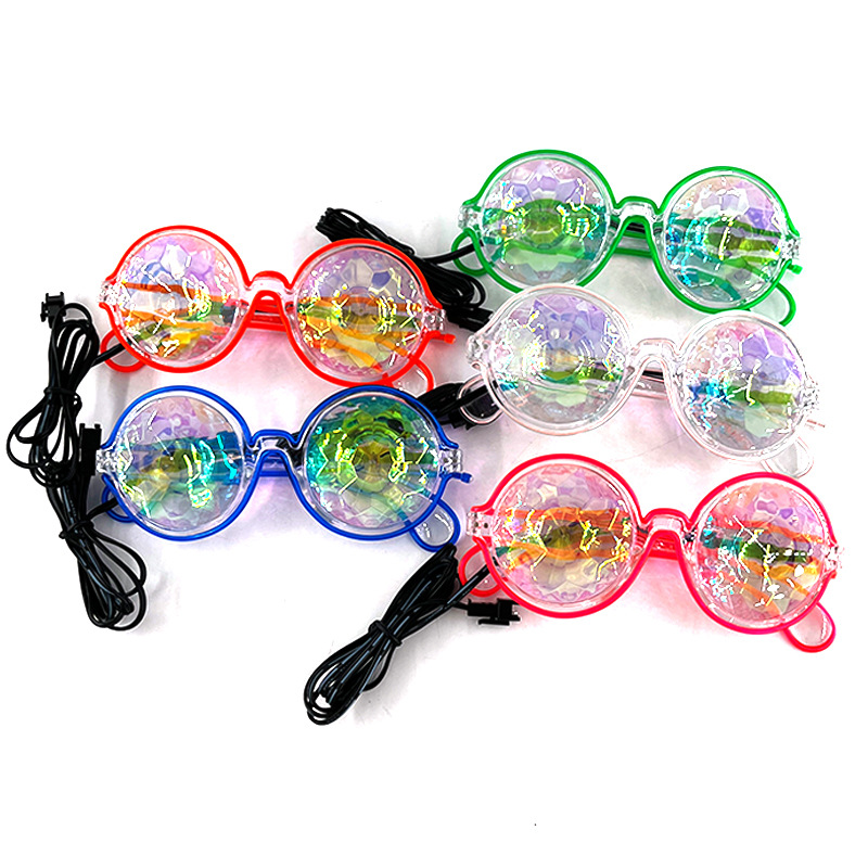 LED caleidoscopio gafas de espectáculo nocturno gafas de sol gafas de sol gafas de cristal de mosaico