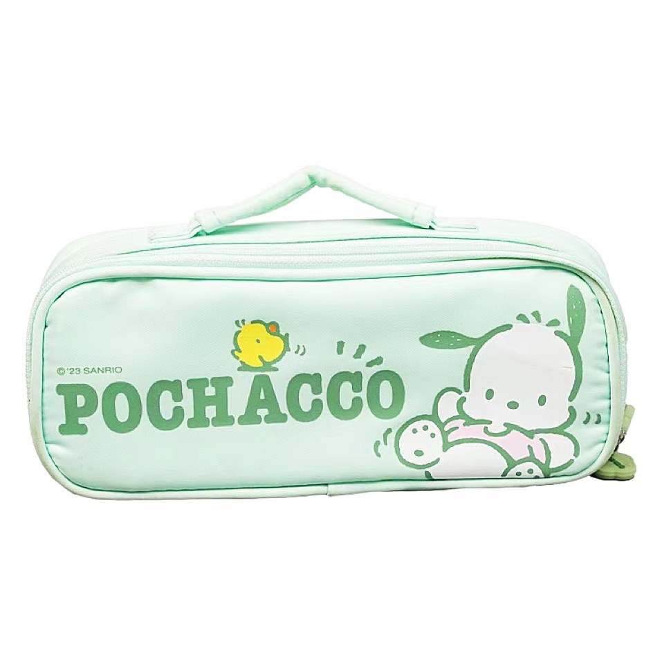 Estuche para lápices de dibujos animados Pacha Dog, portátil de alto valor, útiles escolares para estudiantes de escuela primaria, bolsa de almacenamiento de papelería de gran capacidad de doble capa