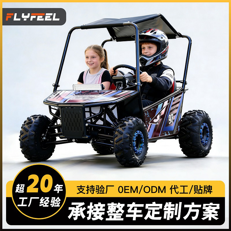 Go Kart Eléctrico de 2 Asientos de Hierro con Transmisión por Eje para Recreación Juvenil image 1