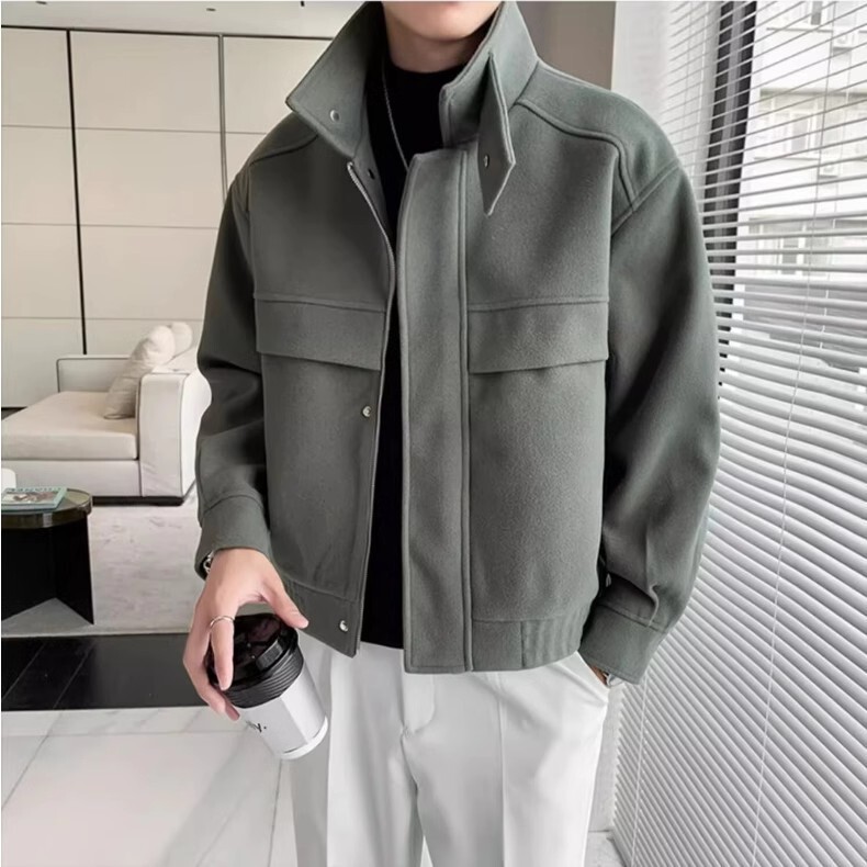 Men's Woolen Jacket Autumn and Winter New Trendy Korean Style Stylish Short Thick Wool Coat Top Men's Woolen Jacket Autumn and Winter New Trendy Korean Style Stylish Short Thick Wool Coat Top