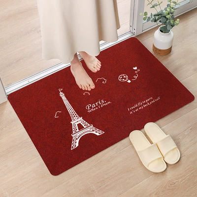 Floor Mats, Avtomobil döşəmə paspasları - printed-dark-red-iron-tower-white-4060cm-upgraded-version-of-diatom-mud