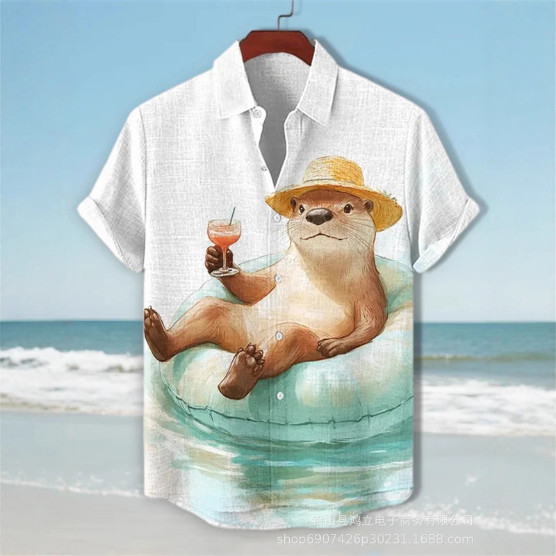 New Men's Short Sleeve Shirt, Black Octopus Drum Rock Guitar Art Print