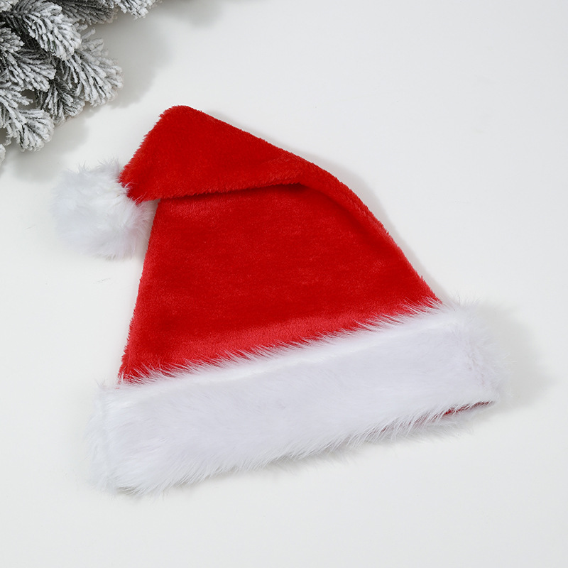 Christmas High-end Plush Christmas Hat Plus-sized Thick Big Ball Christmas Hat Hat For The Elderly Green Pink Red display picture 6