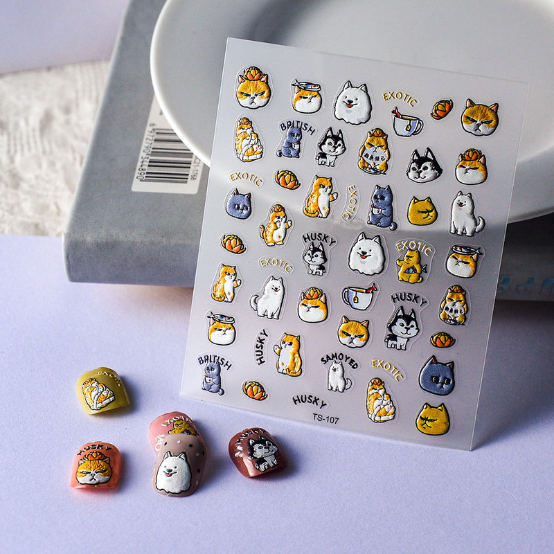 September new 5D nail stickers cute animal husky soft relief nail stickers waterproof cat nail stickers September new 5D nail stickers cute animal husky soft relief nail stickers waterproof cat nail stickers