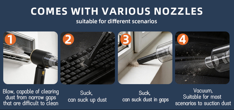Powerful High-Power Car Vacuum Cleaner, Wireless Handheld Car Accessories, Portable Small Household Desktop Dust Cleaner