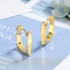 Golden square small design advanced zirconium, metal earrings, European style, trend of season