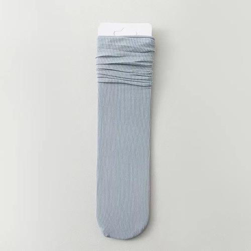 Summer thin ice socks in candy-colored black and white, long-length JK-style socks—trendy Japanese-style mid-calf velvet pile-up socks for students.