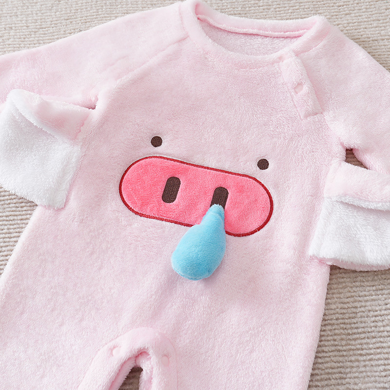 Winter flannel children's cartoon warm overall to go out