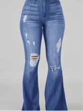 I 98961 High Elastic Ripped Jeans High aist Be Bottoms ��