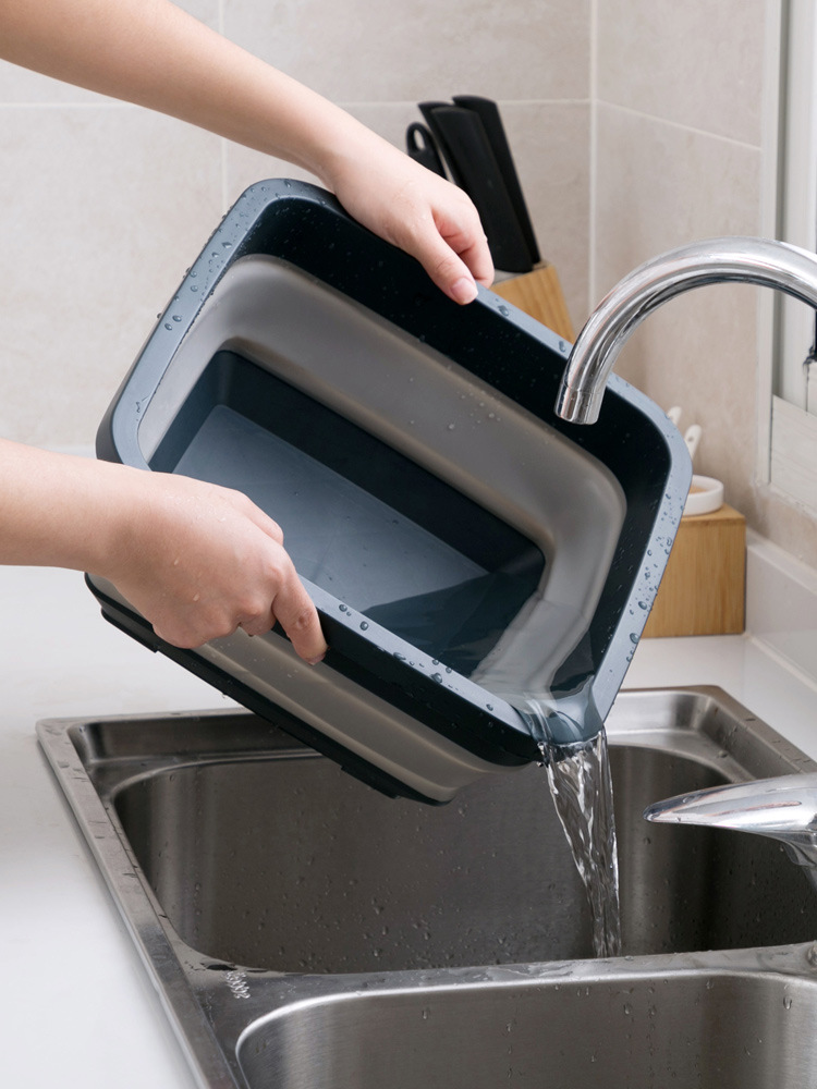 5ZV7 Wholesale Outdoor Folding Bucket Travel Portable Silicone Plastic Basin Car Storage Washbasin Extension