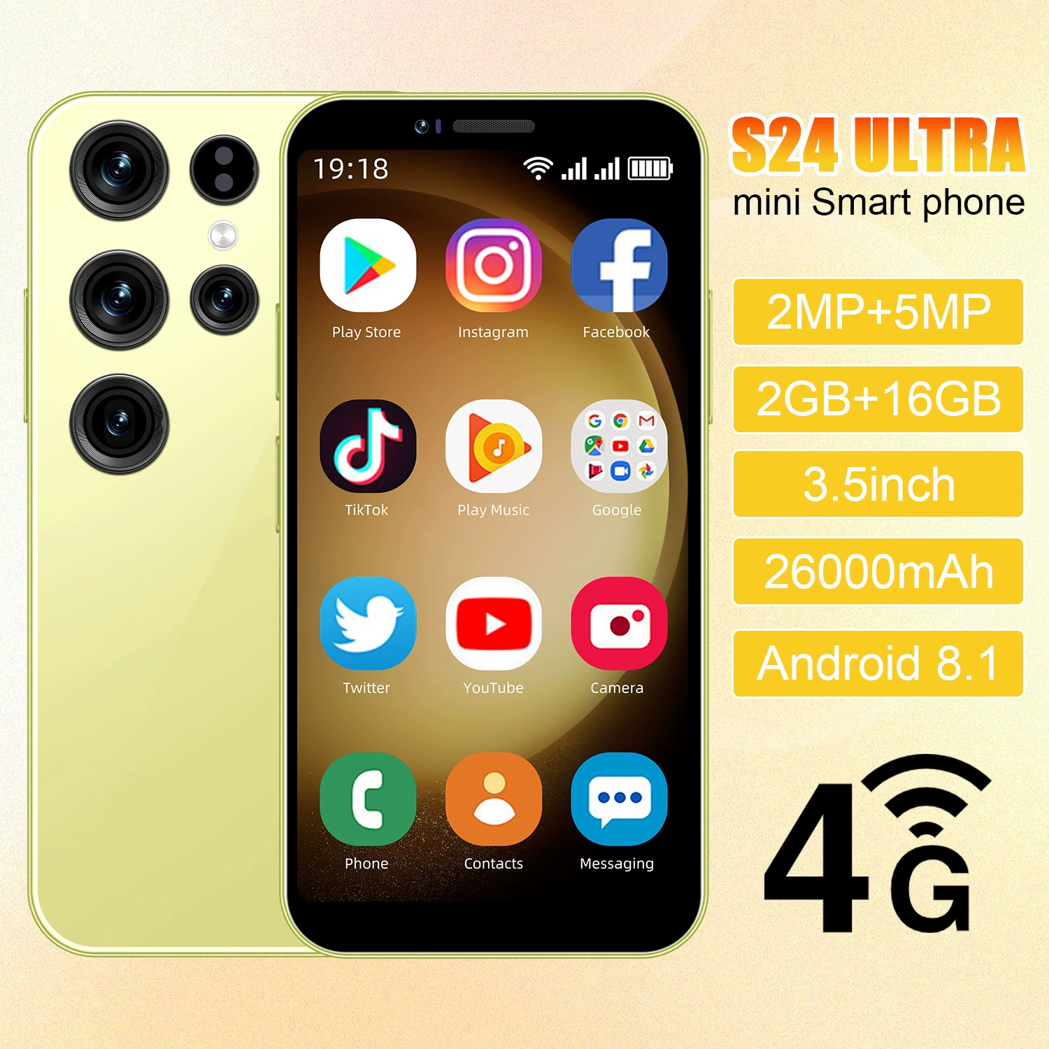 Маленькие умные часы с функцией телефона, Android, 3.5", 16 ГБ