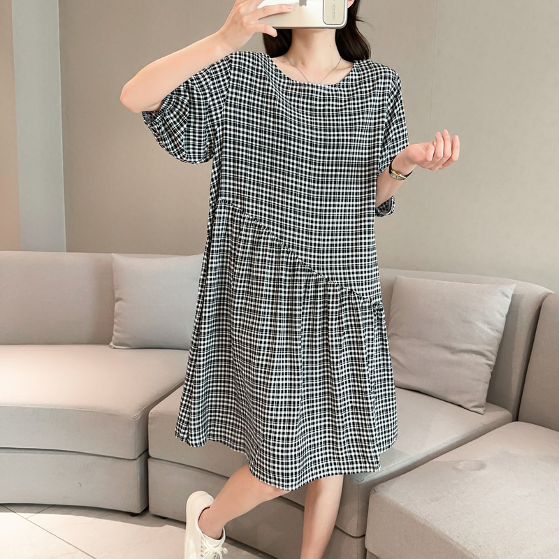 砕花綿シルクワンピース女性夏新人工綿ミディアムスカート2024太ったmm大サイズ女装薄い|undefined