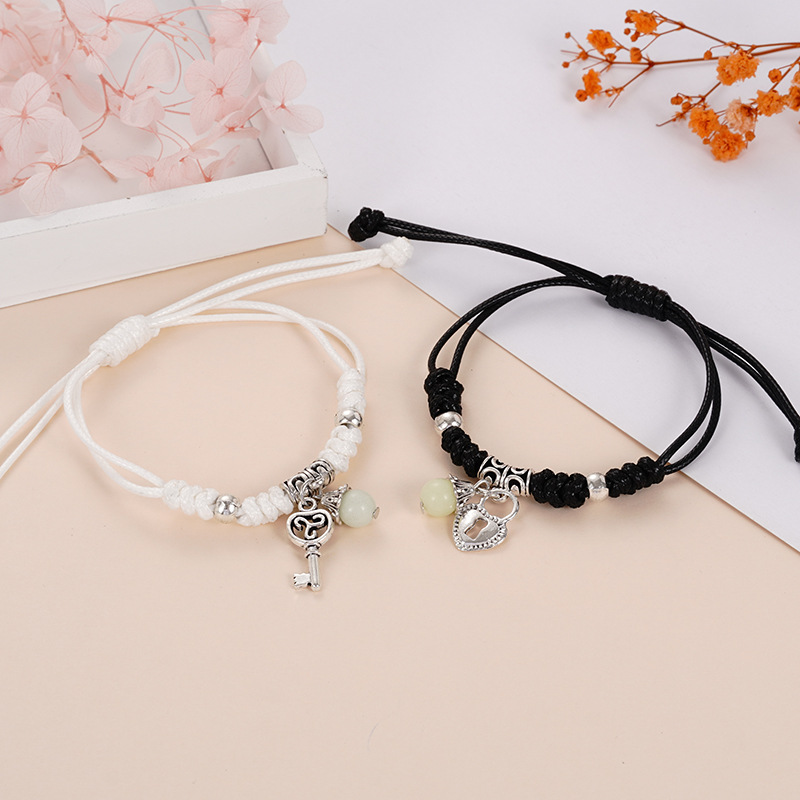 Woven Chain Chain Type Cute Moon Starfish Cat Alloy Luminous Beads Wax Line Woven Chain String Bracelets Wholesale