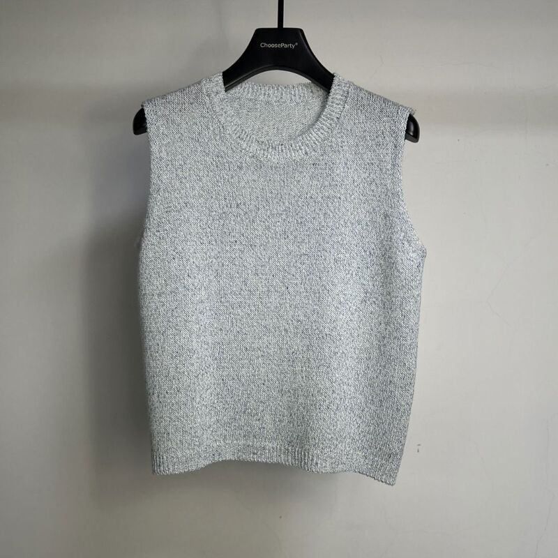 【Cp】Designer Women's Clothing Boutique Genuine Linen Dotted Yarn Sleeveless Round Neck Knit Top and Paper Yarn Vest for Women 【Cp】Designer Women's Clothing Boutique Genuine Linen Dotted Yarn Sleeveless Round Neck Knit Top and Paper Yarn Vest for Women