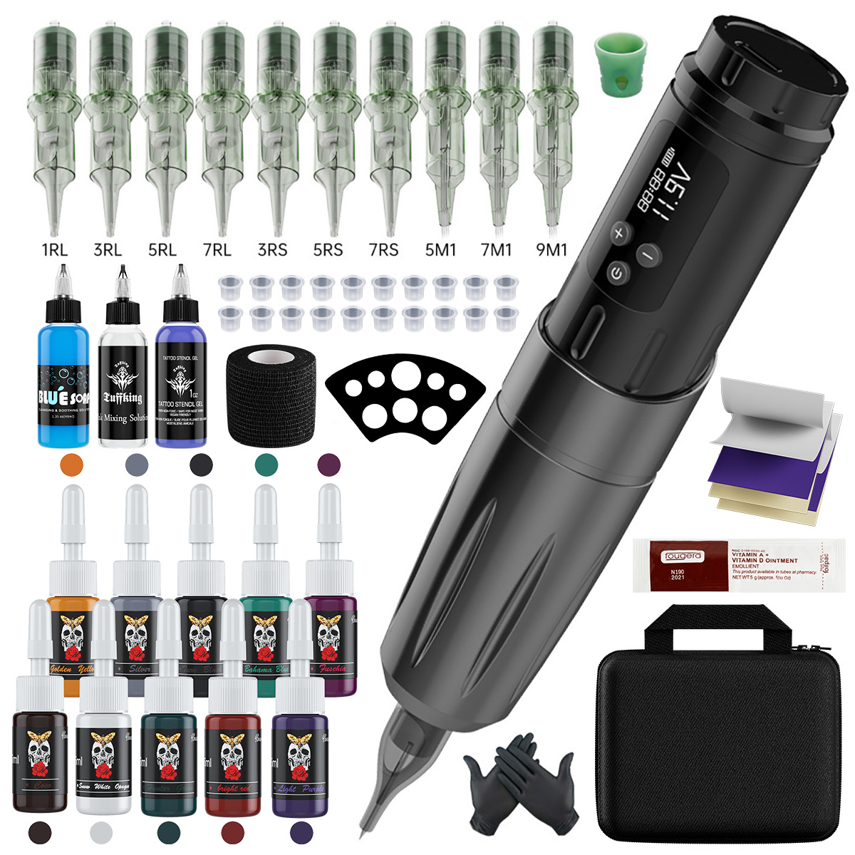 Amazon máquina de tatuaje explosiva batería inalámbrica pantalla de pluma pantalla de corte de línea de niebla máquina todo en uno equipo completo herramienta de tatuaje