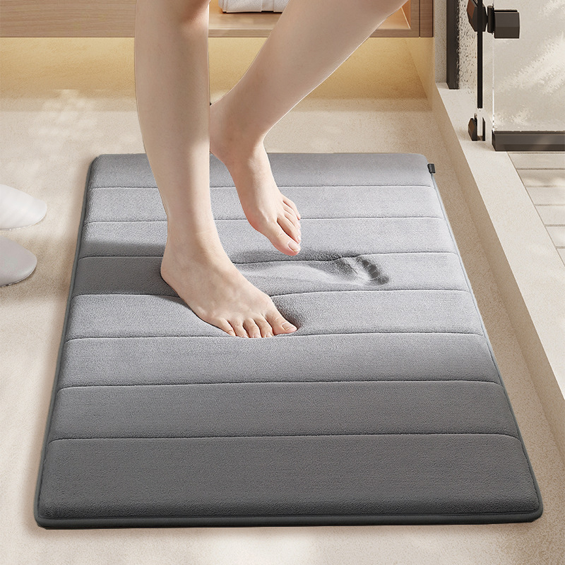 Alfombra de lana de coral de color sólido fácil de cuidar alfombra de baño inodoro inodoro absorción de agua alfombra antideslizante para comercio exterior transfronterizo