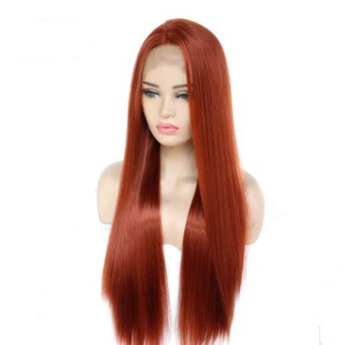 Pelucas europeas y americanas, largas y lisos, pelucas de cabello liso, encaje delantero de fibra química, capucha tejida a media mano, seda de alta temperatura LW0182