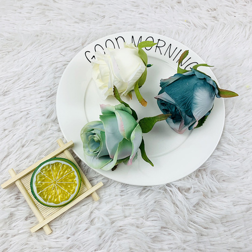 Simulated core-coated rose flowers 15-color oil painting rose head diy with flower wall background flower arrangement hand bouquet