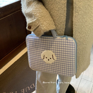 Laptop Bag Checkerboard Ins Korean Satchel Storage 14inch 16inch Liner Protective Cover Cartoon Cute