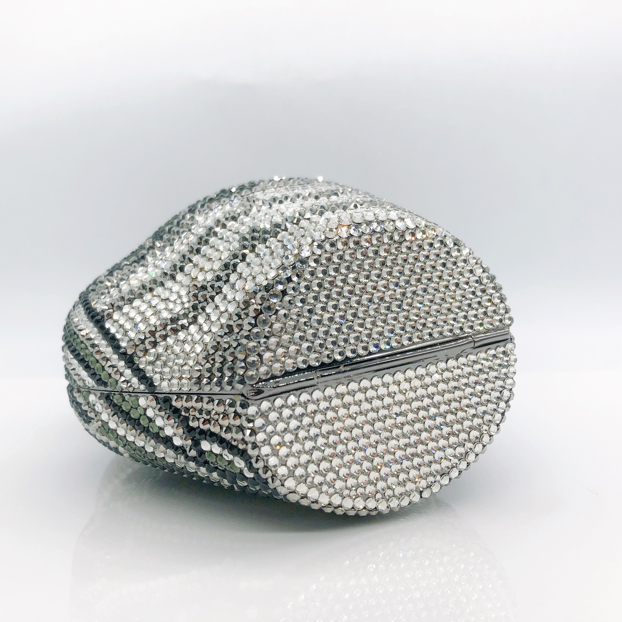 Túi clutch nữ đính đá rhinestone dạ tiệc đáy phẳng — Màu bạc chi tiết 4