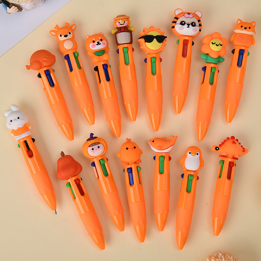 Bolígrafo multicolor de dibujos animados lindos bolígrafo de color creativo de presión multicolor bolígrafo multifuncional para estudiantes de primaria