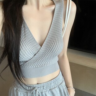 Sexy top with cups, design short tank top, trend of season, V-neckline