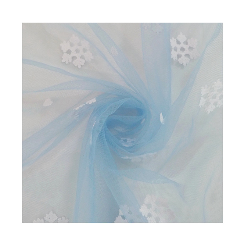 Fabricante de nueva impresión offset snowflake ropa de niños tela de malla suave tela de malla