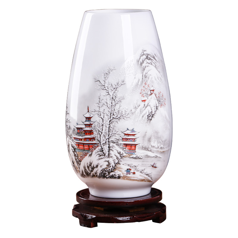 景德镇陶瓷器小花瓶摆件客厅插花干花中式家居装饰品电视柜工王之