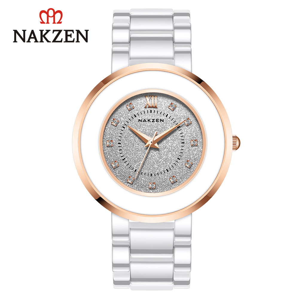 NAKZEN1017 famosa ciudad antigua nueva correa de cerámica diamante estrella flash personalidad dial simple regalo del Día San Valentín