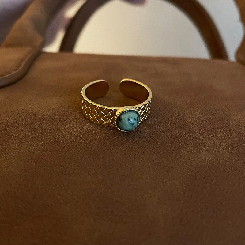 Anillo de apertura de espiga de circonio de vintage medieval anillo de todo fósforo de nicho femenino joyería de alta gama de lujo ligero retro