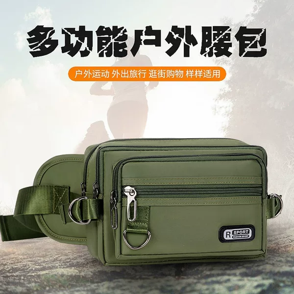 Commuting Waist Bag Men's Cross-Border Fashion Crossbody Bag Work Wear-Resistant Waist Bag Water-Repellent Oxford Cloth Running Mobile Phone Bag