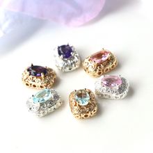 强保色电镀金银色圆形 长方形镂空镶锆石diy串珠项链手链隔珠材料