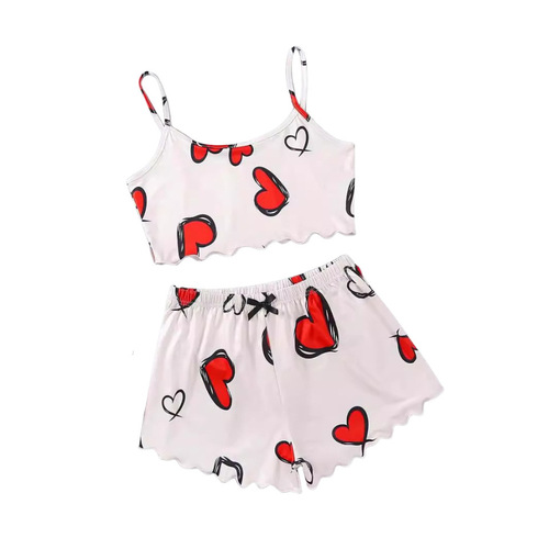 Cross-border thin sleeveless tank top and shorts home wear two-piece simple casual set pajamas for women