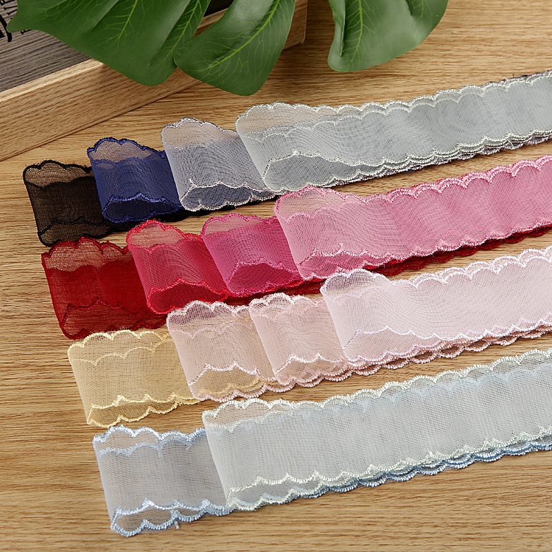 Wavy Lace Snow Silk Ribbon for Clothing, Straw Hats, Flower Decoration, Bow Ties, DIY Hair Accessories, Polyester Toothed Edge Fabric Tape