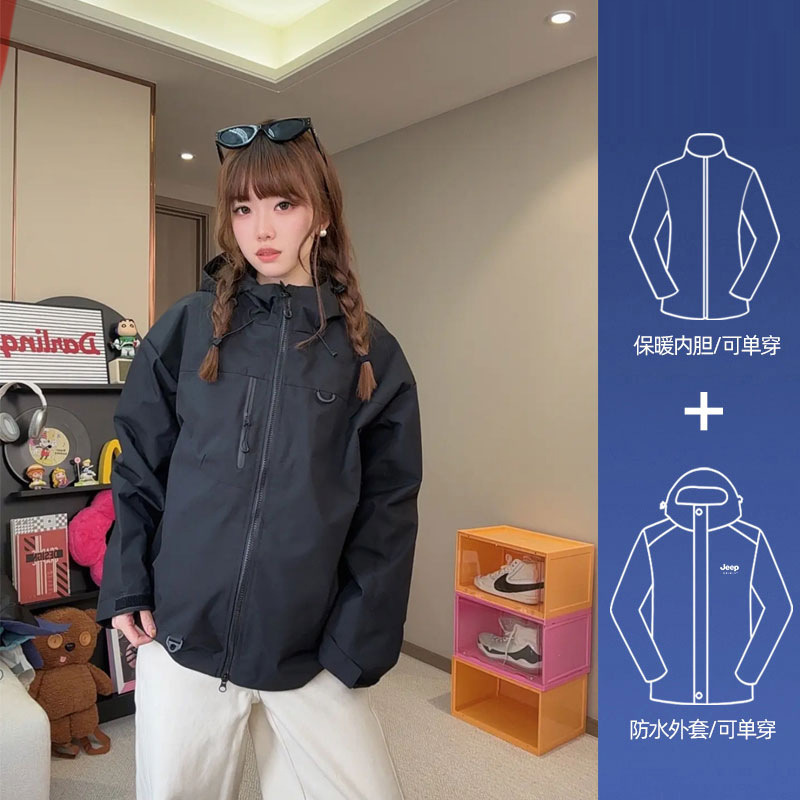 Black [two-piece set | polar fleece liner] / S