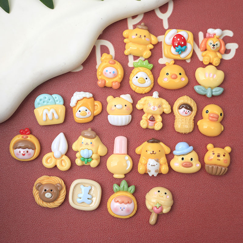 亮面黄色系奶油胶DIY手机壳材料树脂饰品配件发夹头绳装饰批发