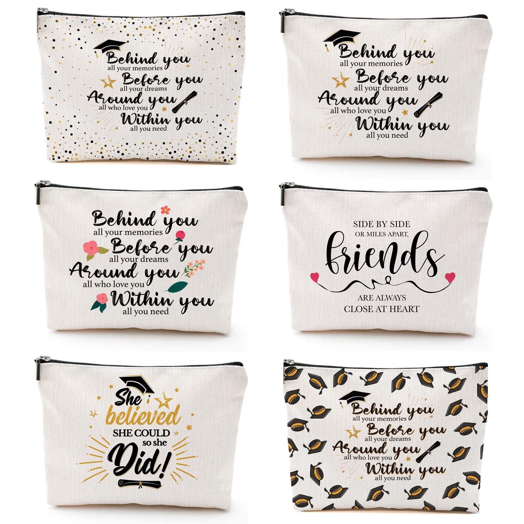 Bolsa de maquillaje transfronteriza de Amazon damas regalo de graduación temporada de graduación bolsa de maquillaje bolsa de almacenamiento lino bolsa de cremallera impermeable