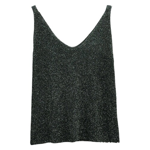Women's Summer V-Neck Knit Top Outerwear Trendy  New Arrival Batch Supply Thin Pure Color Glitter Tank Top